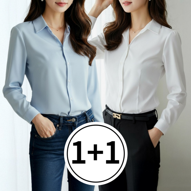 수지나 구김 없는 여성 셔츠 링클프리 블라우스 2종세트