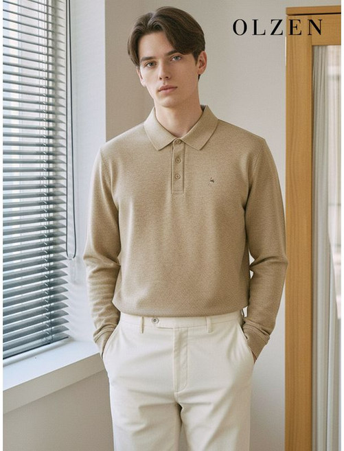 올젠 올젠 솔리드 긴팔 카라 티셔츠 (ZOD3TT1301)