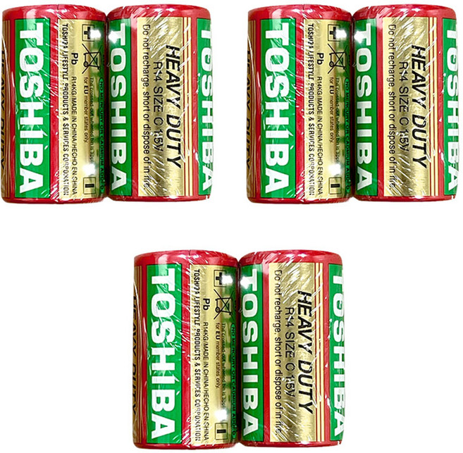 도시바 R14 망간 타이니 모빌 C형 건전지, 1세트, 6개입