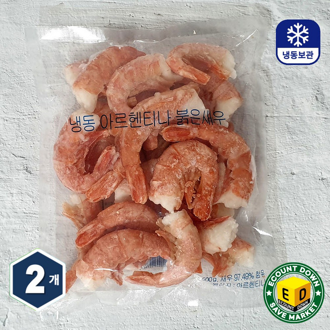 프리미엄 홍새우 이지필 붉은 새우, 2개, 500g