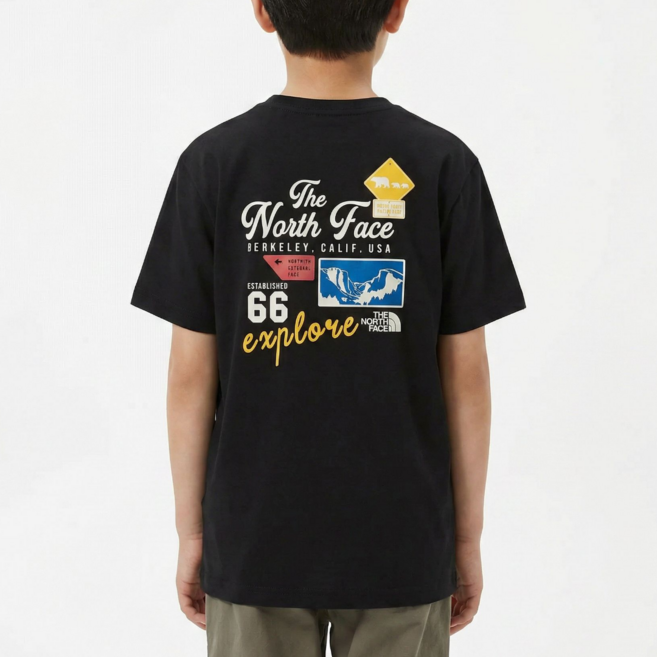 노스페이스 키즈 반팔 티셔츠 초딩 여름 데일리 기본 활동복 주니어 엠블럼 아카이브 라운드 티