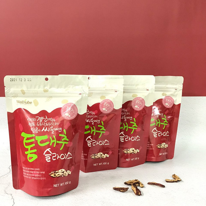 이엘푸드 씨를 뺀 국내산 통대추 슬라이스 실속형 100gX1봉 10봉구매시+1봉추가, 1개