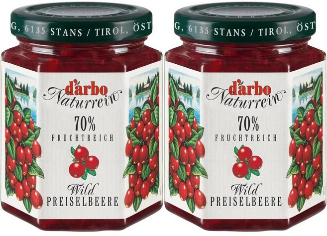 달보 더블 과일 와일드 링곤베리 잼, 2개, 200g