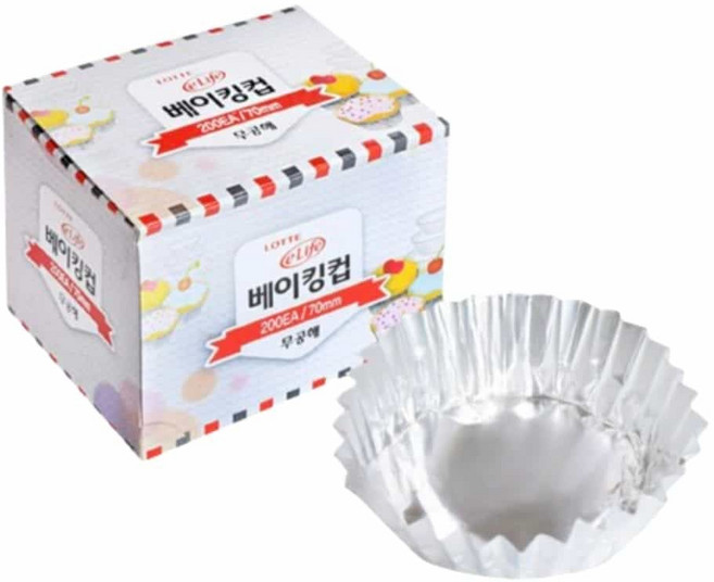 HOOT 롯데 베이킹컵 주름컵 유산지컵 70mm 200개 머핀컵 디저트컵