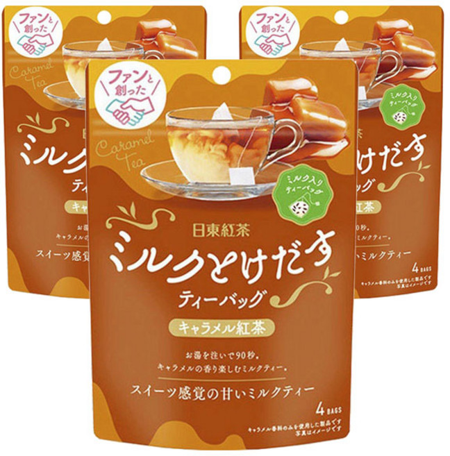 日東紅茶 奶茶茶包焦糖紅茶加奶, 3個, 4件, 8.8g