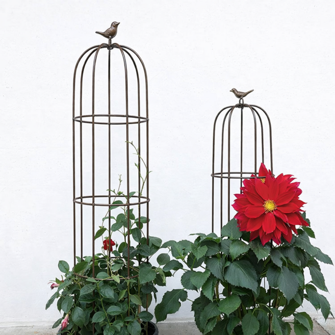 철제 넝쿨식물지지대 오벨리스크, 갈색(Brown), 세트구성(대형+소형), 1개