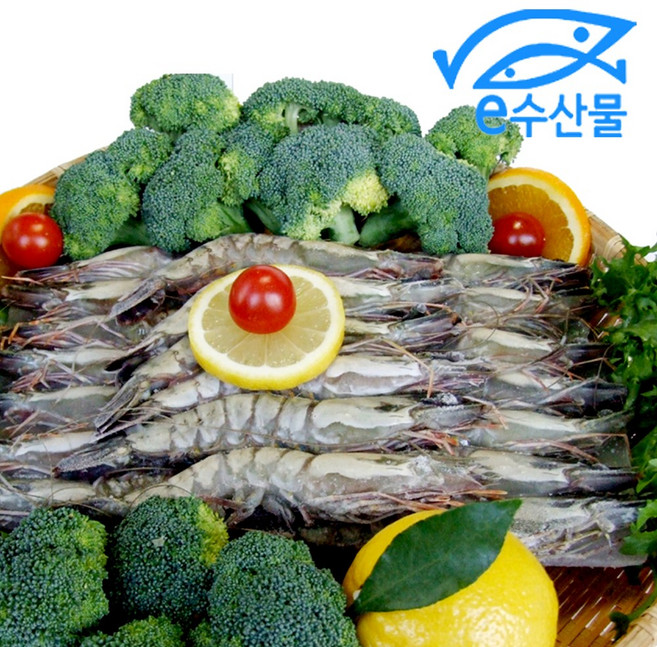 e수산물 왕새우20마리 새우 블랙타이거 홍다리얼룩새우 20미 구이 찜 새우요리용, 1개