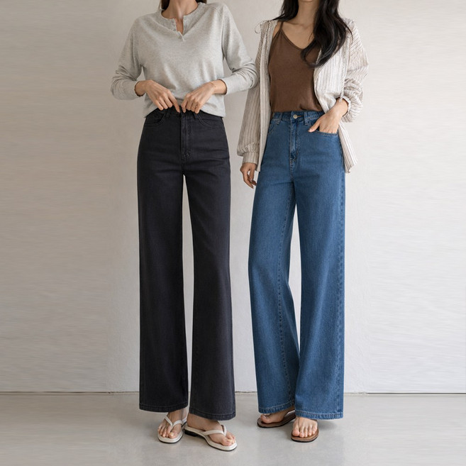 앤더데이 여성용 아이스리오셀 와이드데님팬츠(숏/기본/롱)