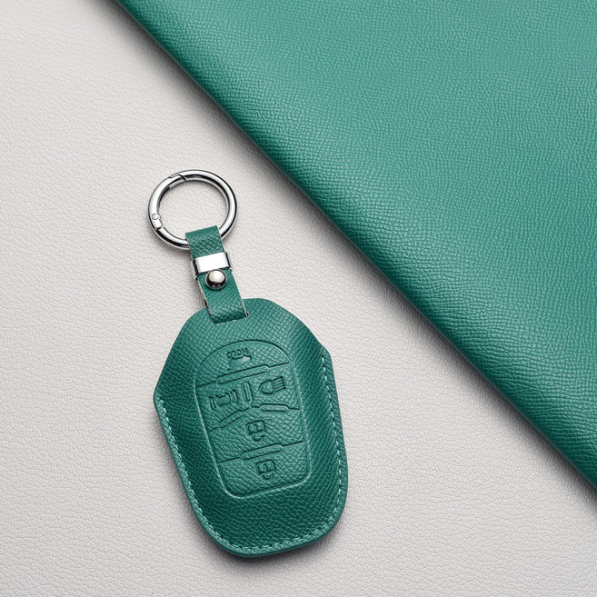 쌍용 B타입 뉴액티언 올뉴 G4 렉스턴 5버튼 스마트키 전용 천연 소가죽 키케이스, 쌍용 B 타입, 그린