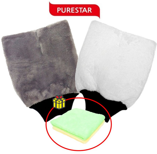 퓨어스타 러시안블루 폴라베어 워시미트 시즌2 세차미트 세차장갑 세차글러브 극세사미트+타월, 1개