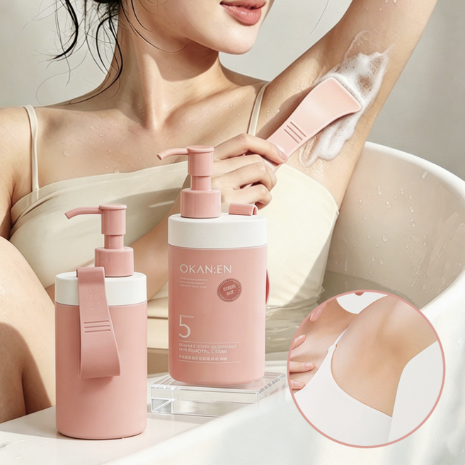 GBED 여성 남자 제모 크림 겨드랑이 팔다리용 수염 전신용 무통 셀프 제모 검은 반점 없음 저자극 재성장 거부, 2개, 200ml