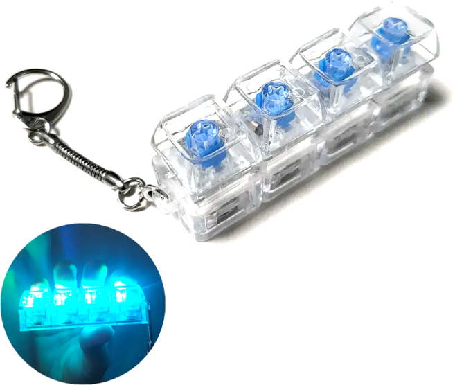 해나다 키캡키링 4구 투명 LED 청축 딸깍이, 1개, 키캡키링 투명 LED