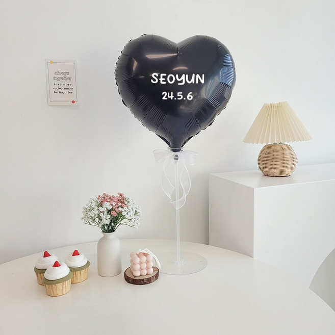 이벤트홀릭 레터링 하트 풍선 스탠드 세트 파티용품 자유문구 스티커, 1개, 12.블랙 세트