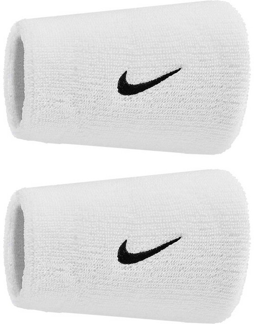 나이키 스우시 더블와이드 손목밴드, 2개, 화이트