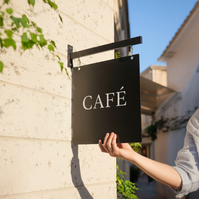 측면돌출간판 양면 포인트 상점 팻말, 블랙거치대+블랙보드, 1번 소형, 무지