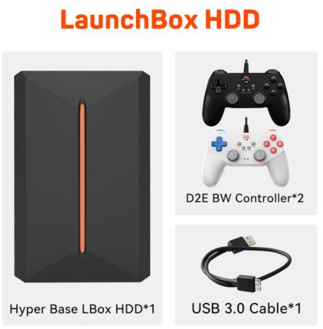 콘솔 게임기 3760PC3D 게임이 포함된 Win PC노트북용 PS4PS3PS2WiiUWiiN64DCPS1용 Launchbox 게임 하드 드라이브 디스크 레트로, 08 LBox HDD-D2E BW