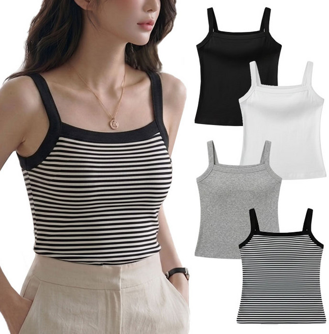 더잘 데일리 여성 무지 나시 4종 6종세트 M~3XL (44~88)