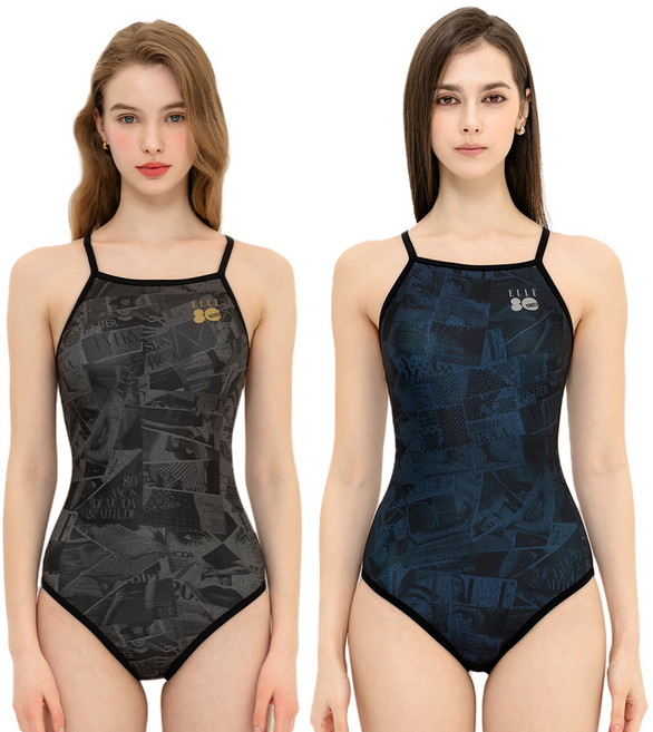 엘르 원피스 양면 수영복 레이서백 리버시블 프린트 ELF-Y102