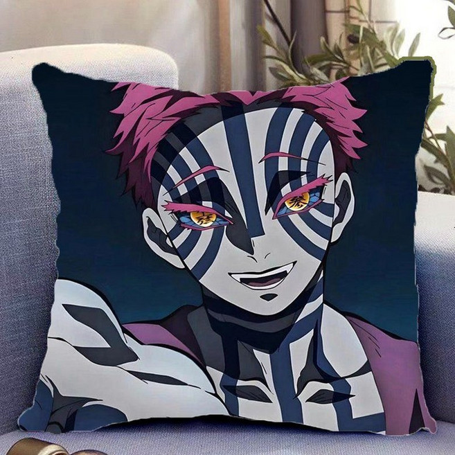 귀멸의 칼날 상현3 아카자 소파 쿠션 양면 귀칼 캐릭터 굿즈 베개, 벨벳, I