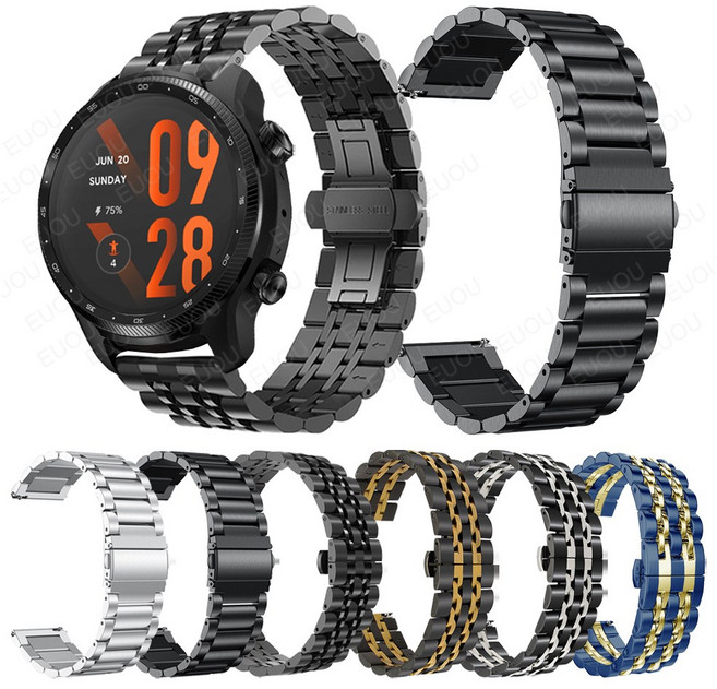 TicWatch E3/GTX 시계 밴드 팔찌 액세서리에 대 한 TicWatch 프로 3 울트라 GPS 스마트 워치 밴드에 대 한 금속 스테인레스 스틸 스트랩, E, TicWatch Pro 3