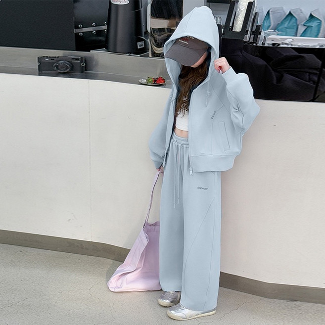 루비키즈 봄 가을 간절기 아동 주니어 여아 오버핏 후드 집업 추리닝 바지 상하세트 E151