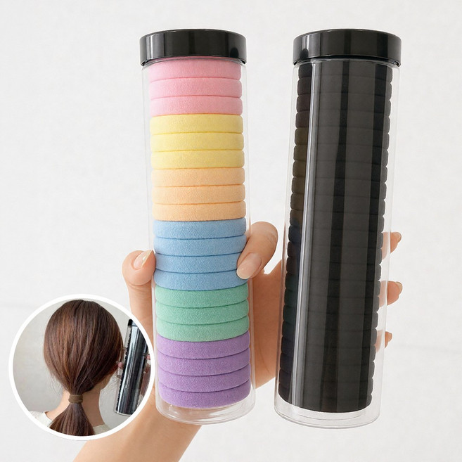 반디루 고탄력 무매듭 두꺼운 머리끈 40개