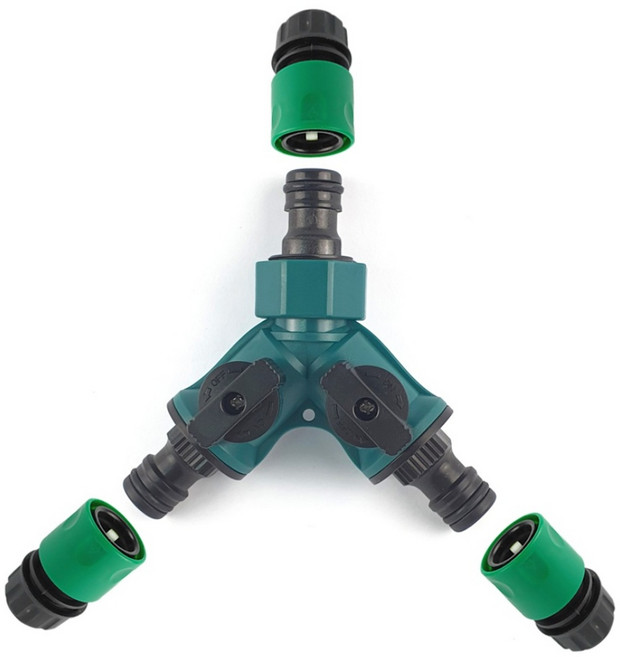 2구수도분배기세트 / 원터치 호스 연결구 커넥터, 1개, 혼합색상