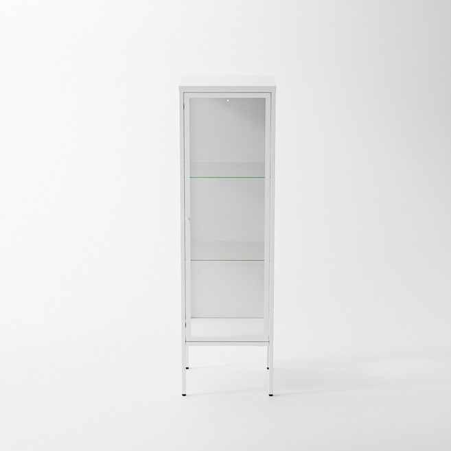 비유가구 Juno 1문 유리 장식장, 흰색