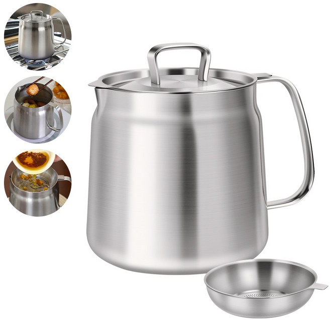 뉴스타 인덕션 304스텐 주전자 멀티 케틀팟 인덧션 가스 겸용, 원색, 1세트, 1.5L, 케틀핏+오일 필터