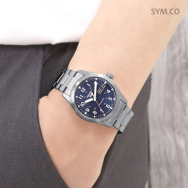 세이코5 캐쥬얼 정장 블루 방수 메탈 시계