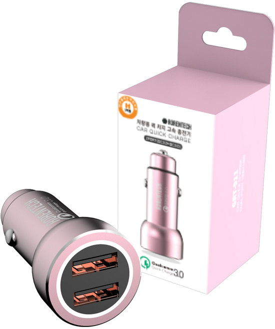 로랜텍 퀵차지 3.0 차량용 듀얼 고속 충전기, GRT-91, 로즈골드