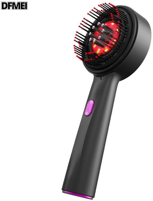 DFMEI 頭皮電動按摩梳家用養髮梳揉捏導液生髮儀紅光護髮梳頭皮按摩器, 如圖, 深灰色