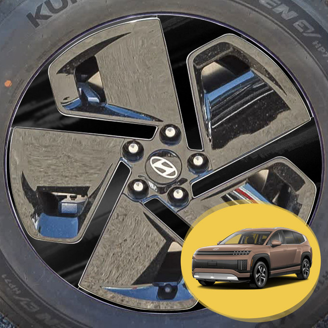 ERK 아이오닉9 19인치 휠 스포크 포인트 컬러 데칼 스티커 자동차 몰딩 튜닝 필름, 아이오닉9 19인치/유광 블랙, 1개