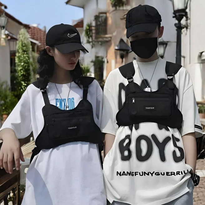 라이더 전용 오토바이 배달 조끼 가슴 가방 체스트백, 블랙