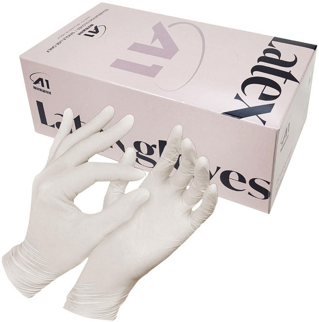 A1 에이원 의료용 라텍스 장갑 니트릴 장갑 아이보리 100매, 1세트