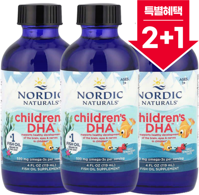 노르딕네츄럴스 칠드런스 DHA 딸기 530mg 119ml, 3개