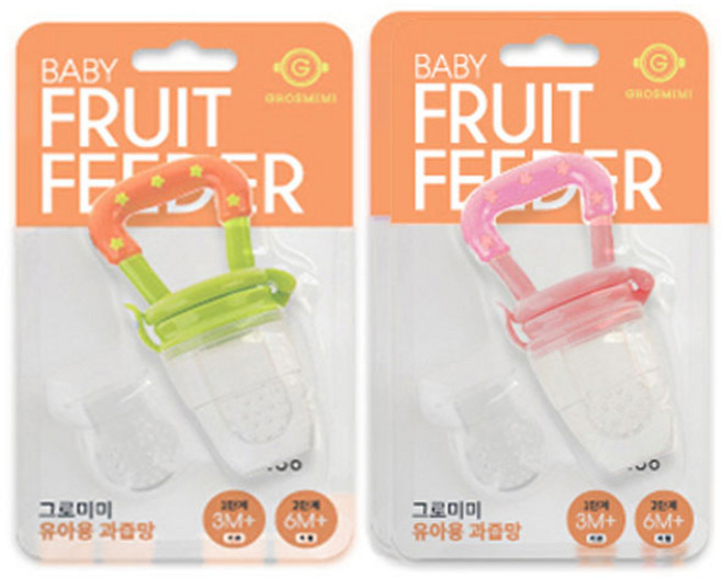 그로미미 유아용과즙망2p(1단계+2단계)-2개/스위트 과즙듀오팩, 1개, 그린1개 핑크1개
