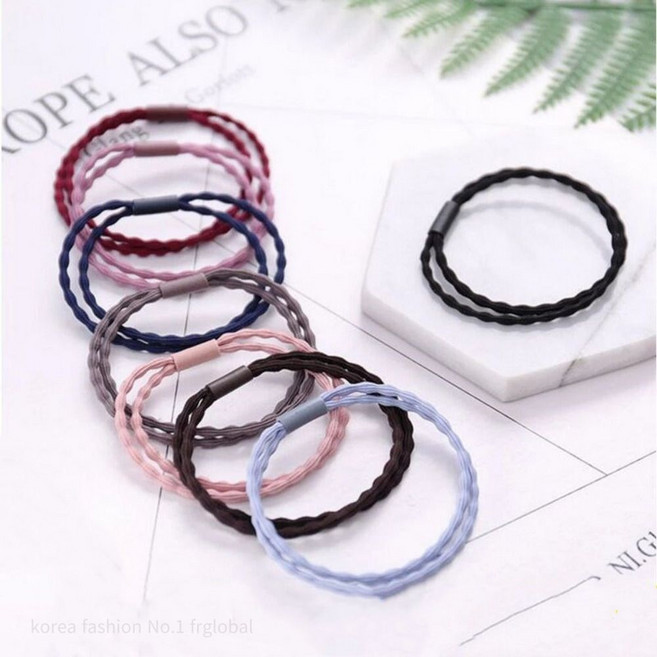 파스텔 물결 두줄 헤어 머리 끈 (1P 단위 판매) 5개