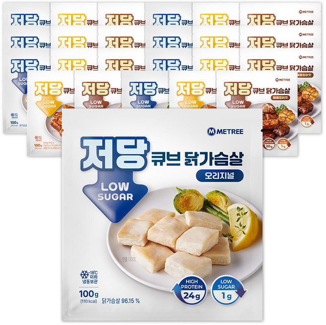 미트리 저당 큐브 닭가슴살 3종 혼합, 24개, 100g