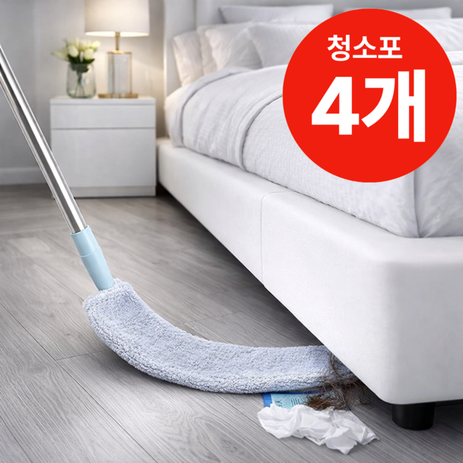 다루리 빈틈제로 길이조절 틈새청소 밀대걸레 세트 청소포 3장 포함, 1개