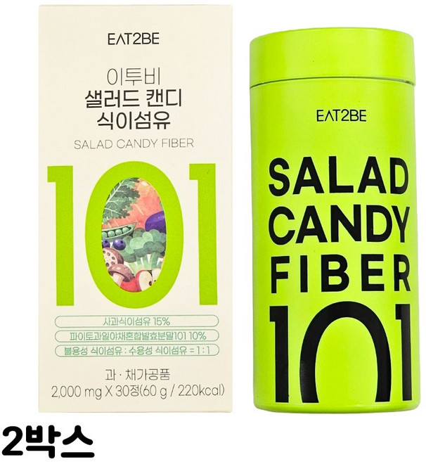 이투비 샐러드캔디 101가지 식이섬유 츄어블, 2개, 60g