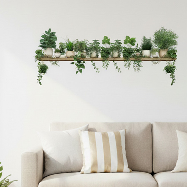 주방 거실 카페 벽 선반 식물 화분 벽 데코 인테리어 스티커 P120