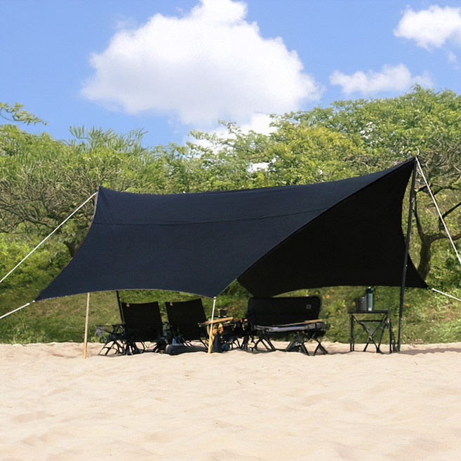 이엔비 캠핑 Black 코팅 210D 헥사 타프, 블랙