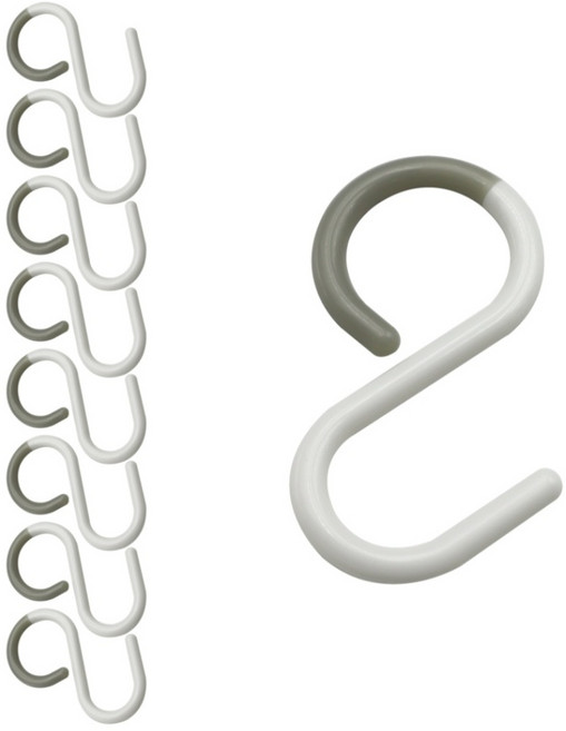 세트미 에스홀드 S고리 S자고리 플라스틱 후크 다용도 걸이 8개입, 1세트, 소형 화이트