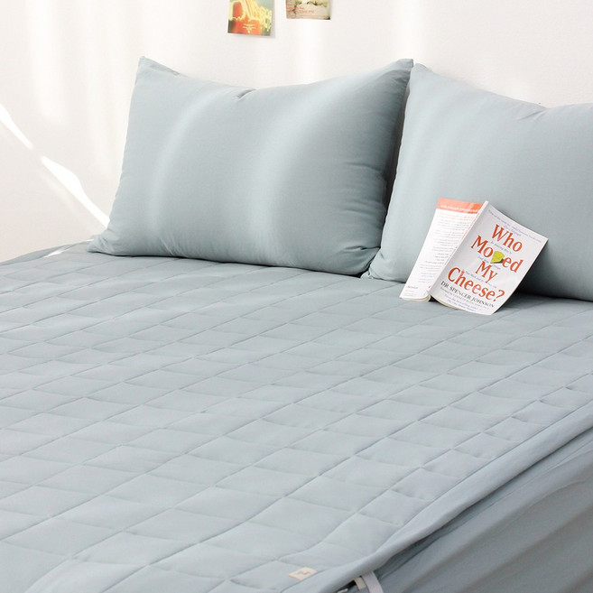 루시드슬립 국내산 부드러운 아멜리 워싱 고정밴딩 침대패드, 미스티 제이드