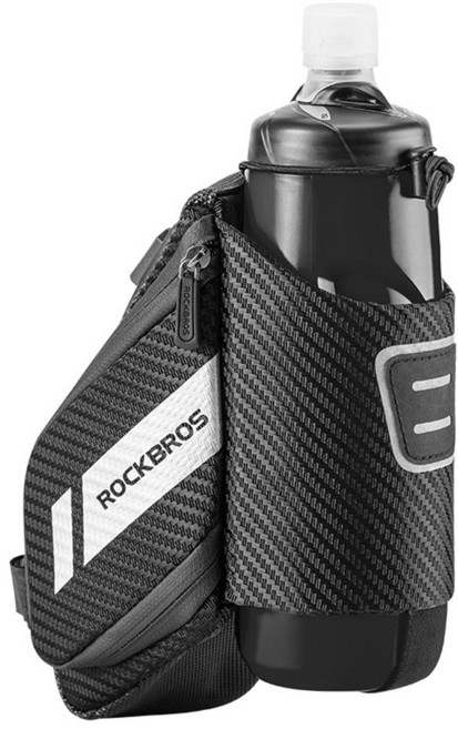 파인큐브 자전거 방수 안장 가방+물통 홀더, 블랙, 1개