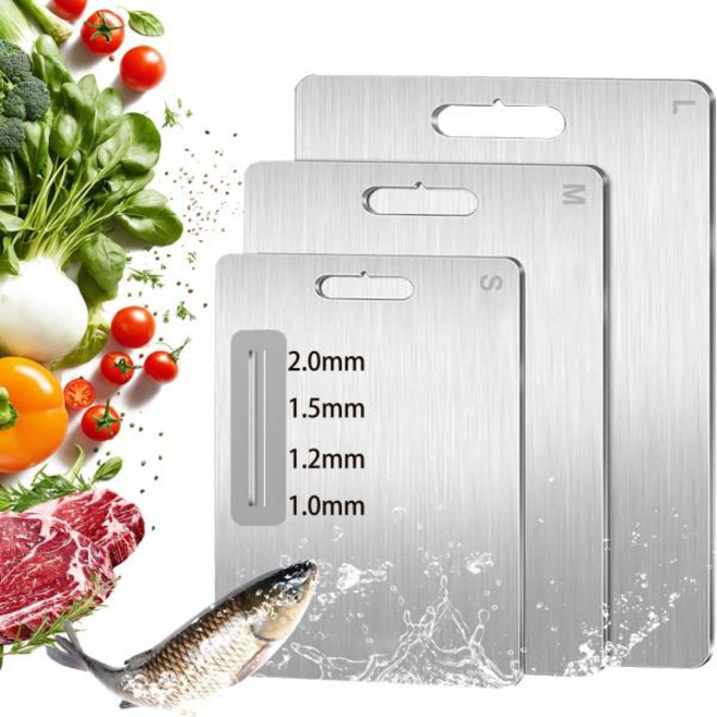 주방용 순수 티타늄 도마 고기 야채 과일 절단을 위한 1/1.2/1.5/2.0mm 두꺼운 항균, 18 34x23 cm  2mm