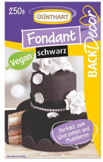 Günthart 귄트하트 백데코르 250g 블루 폰던트 100 비건 팜 오일 무첨가 찢어짐 방지 케이크 커버용 모델링용 적합 1개 묶음 1 x, 250 g (1er Pack), Black