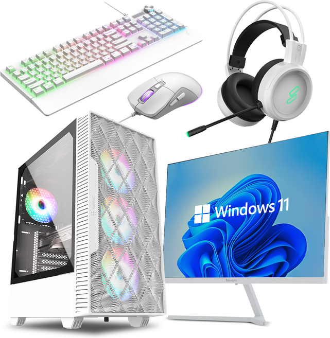 피오플 게이밍 조립컴퓨터 풀세트 27인치 32인치 게이밍 모니터 윈도우포함 고사양PC, 화이트, 16GB, 500GB, WIN11 Home, i-풀세트 18번