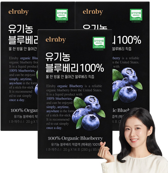 [휴온스N] NFC 유기농 블루베리 착즙 원액 스틱 100%, 14회분, 42포